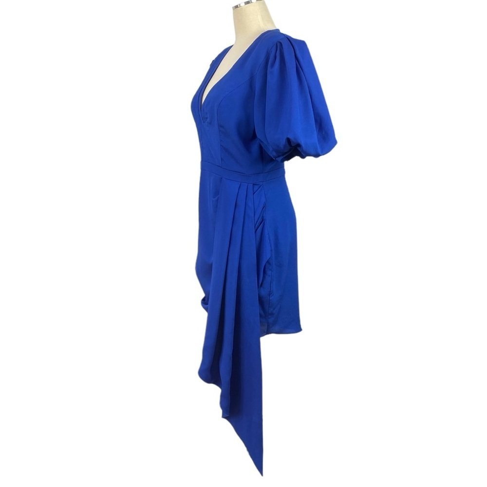 One33 Social Puff Sleeve Asymmetrical Side Drape Cocktail Dress - Picture 7 of 16